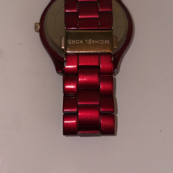 MICHAEL KORS MK3895 Womens Red Slim Runway Watch FOR PARTS OR REPAIR READ DESC. - Picture 6 of 10